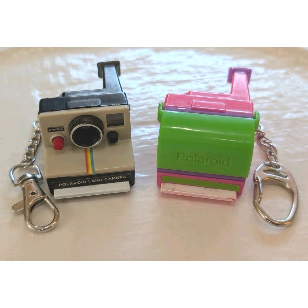 Polaroid Camera Keychain Lot OneStep + Barbie Mini Photo Eject Toy